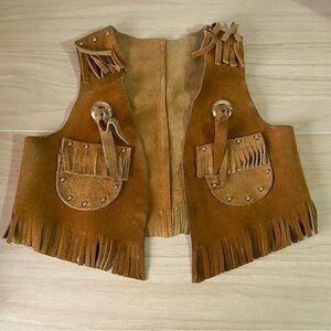 Vintage Sears Kid’s Fringe Suede Chaps Vest Western Southwestern Fits 4-6 years